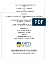 Title of The Project' Name of The Organisation': Amity Business School Mumbai