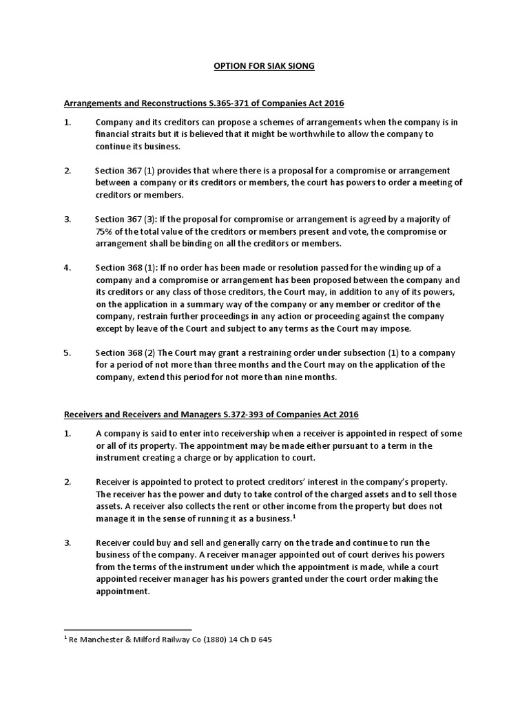 Corporate Insolvency Mechanism PDF Receivership Debenture