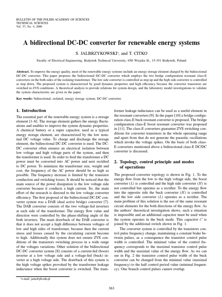 A Bidirectional DC-DC Converter For Renewable Energy Systems | PDF ...
