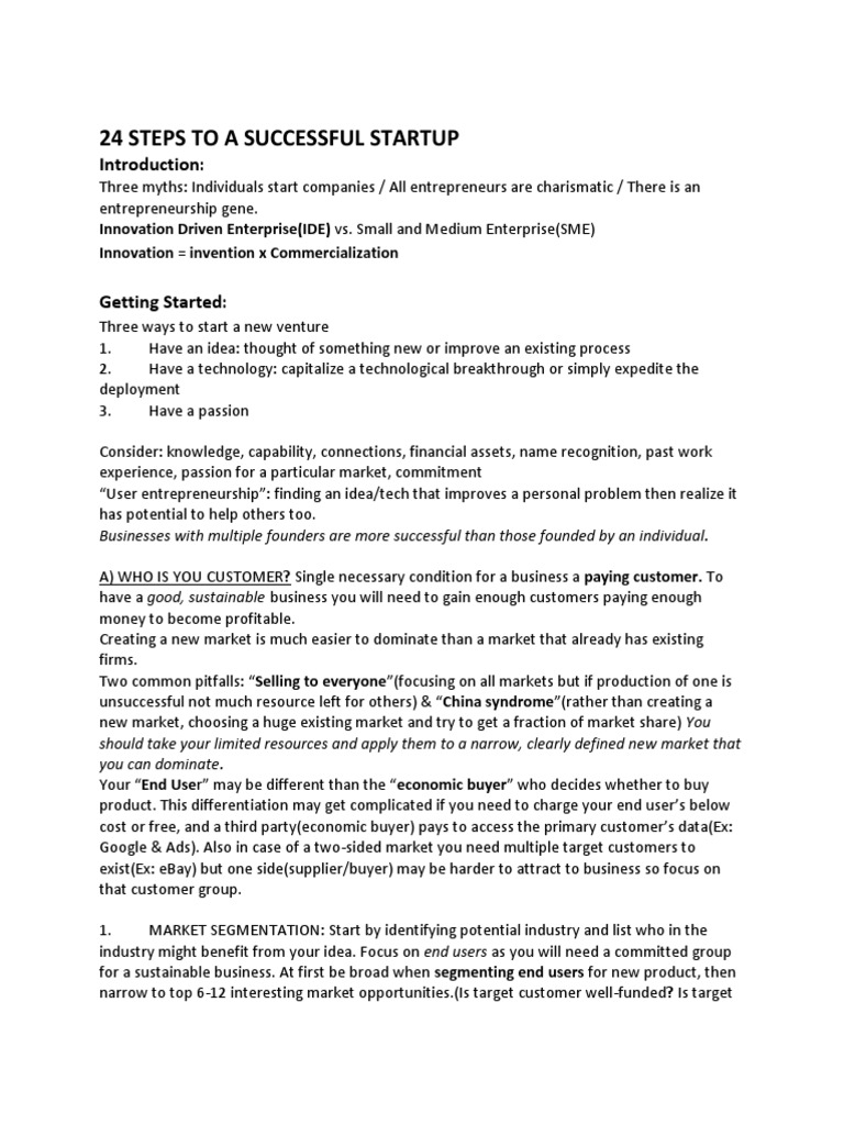Key Assumptions for Startup Success | PDF | Entrepreneurship | Market ...