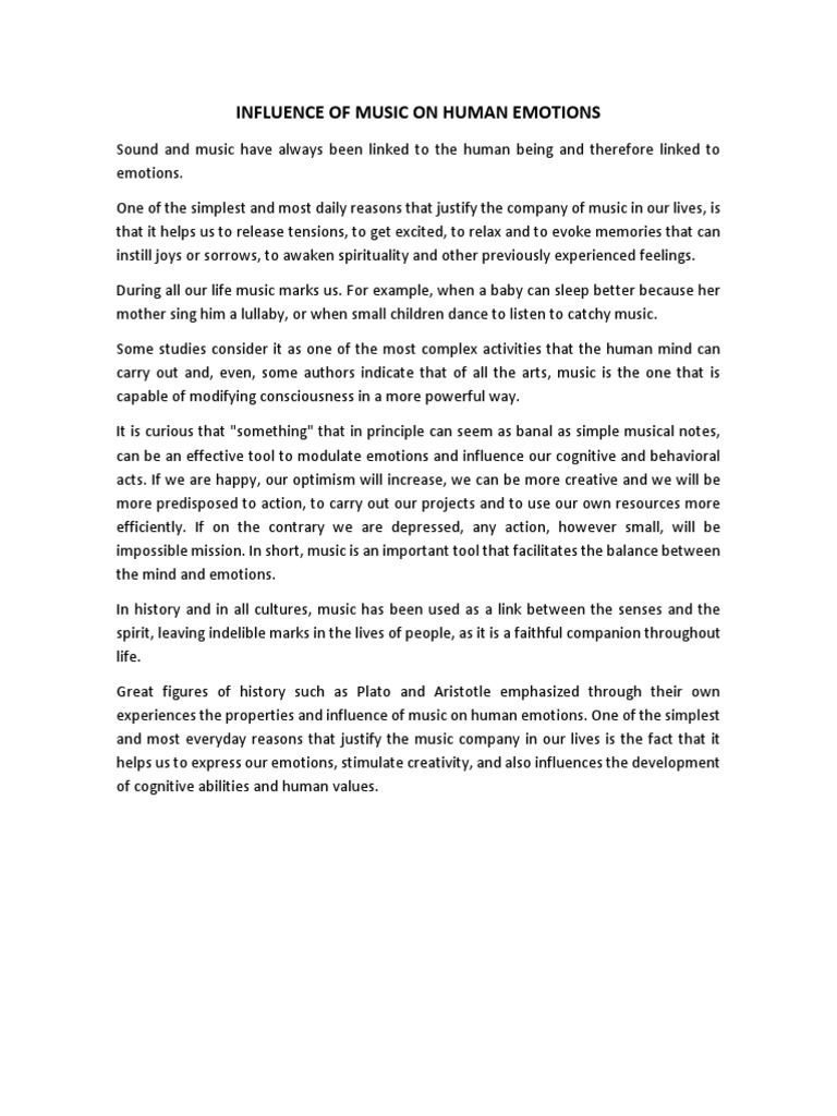 Music's Impact on Human Emotions | PDF | Emotions | Subjective Experience