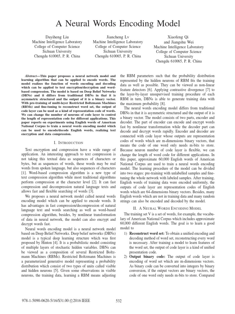 Neural Words Encoding Model for Text Compression | PDF | Artificial ...