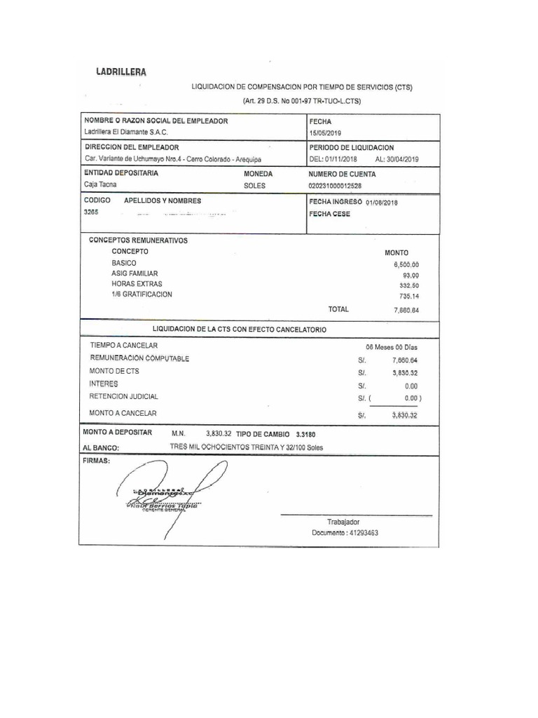Boleta de CTS | PDF