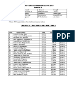 League Stage Matches Fixtures