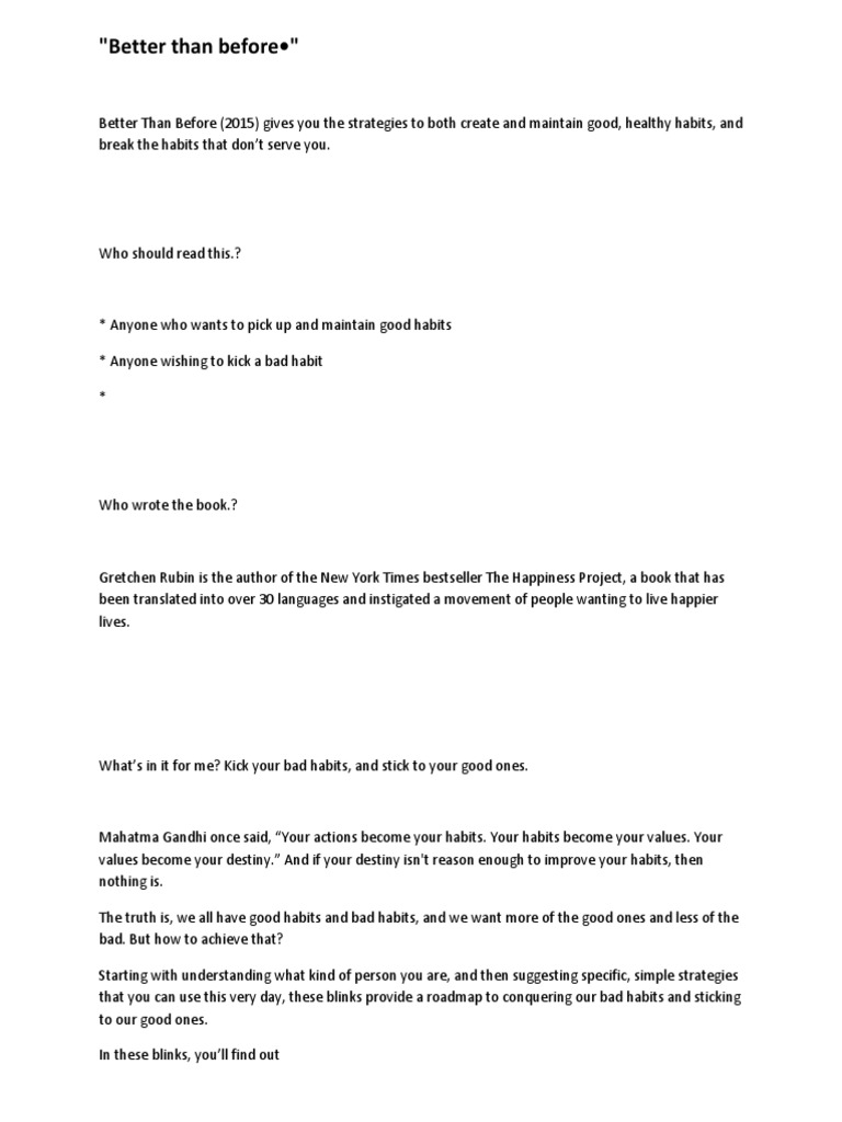 Better Than Before PDF Motivation Motivational