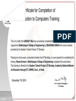 Certificate completion intro computers training spoken tutorial