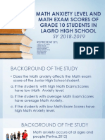 Math Anxiety Level and Math Exam Scores of Grade 10 Students in Lagro High School