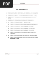 List of Experiments: Lab Manual