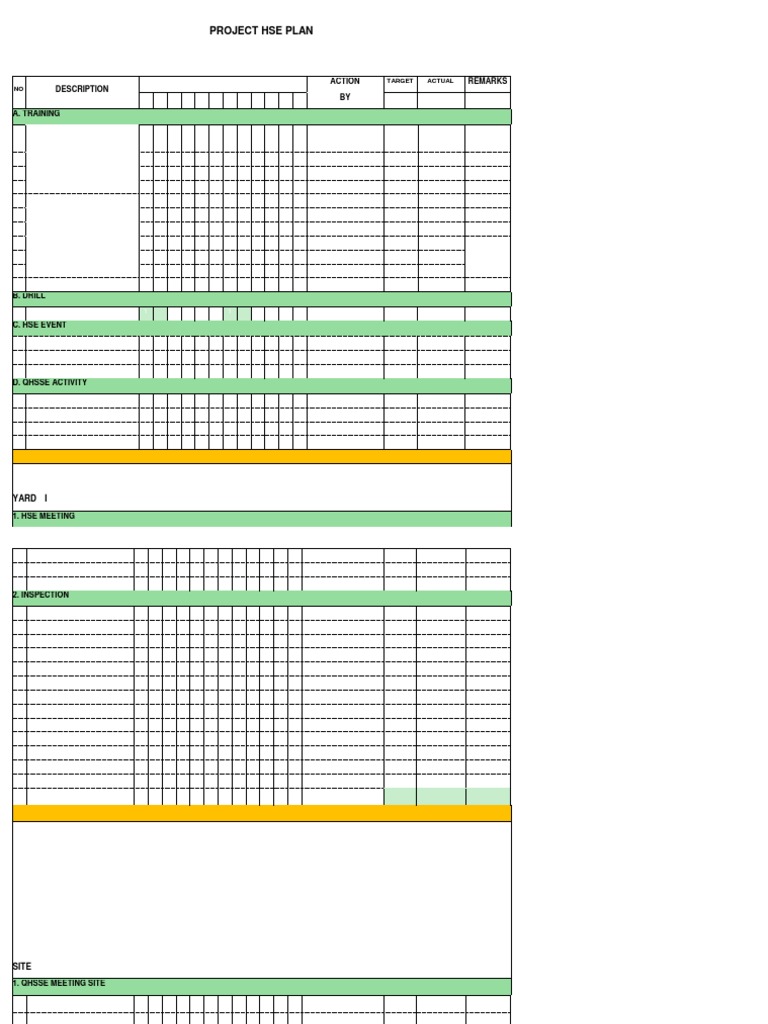 Project Hse Plan: Description Action Remarks BY A. Training | PDF | Art ...