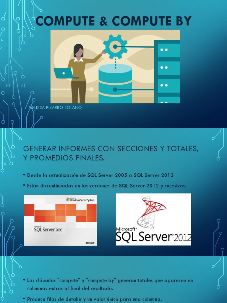 Compute, Compute by y Grouping Sets | PDF | SQL | Servidor SQL de Microsoft
