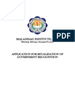 Malandag Institute, Inc.: Application For Revalidation of Government Recognition