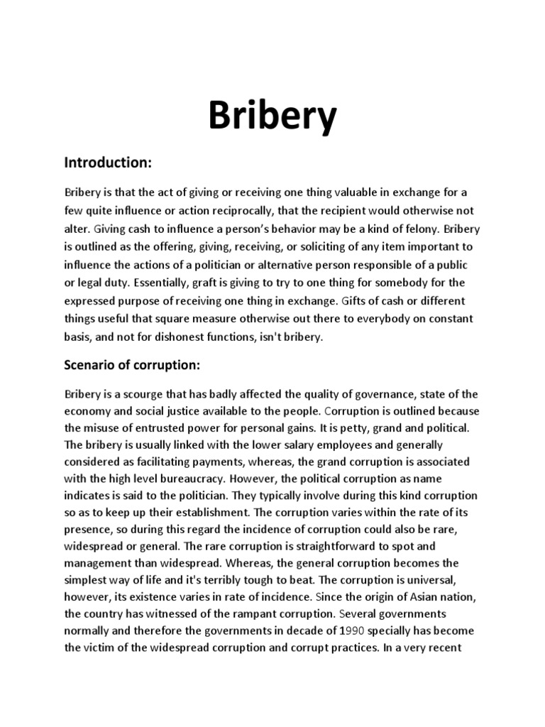 bribery essay pdf