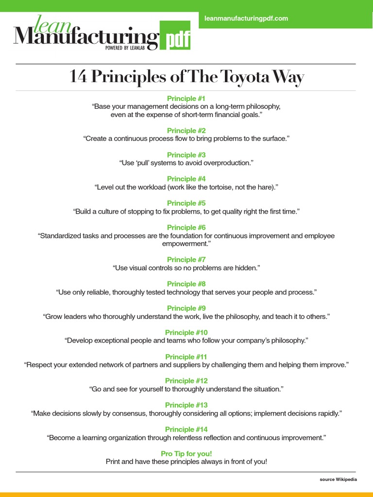 14 Principles of The Toyota Way Principle 1 Systems Science
