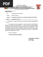 Memorandum: Misamis Oriental Police Provincial Office Provincial Investigation & Detective Management Branch