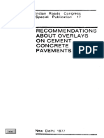 Recommendations About Overlays On Cement Concrete Pavements: Indian Roads Congress Special Pubucation 17