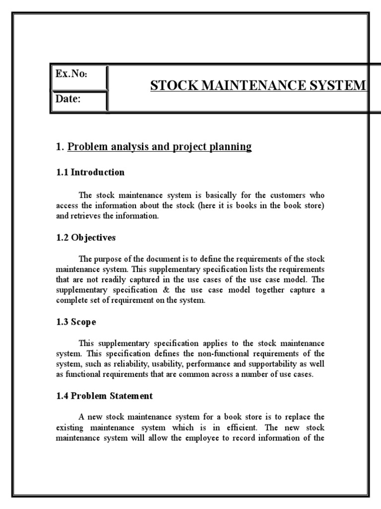 Stock Management System PDF Use Case Database Transaction
