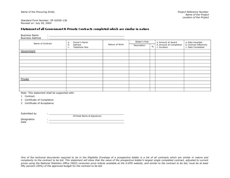 SLCC Form for Government Contracts | PDF