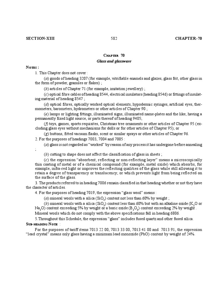 Classification and Tariff Rates for Glass and Glassware PDF Optical Materials Textiles