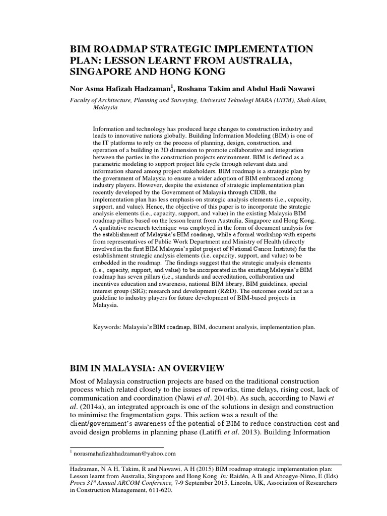 Malaysia's BIM Strategic Implementation Plan | PDF | Building ...