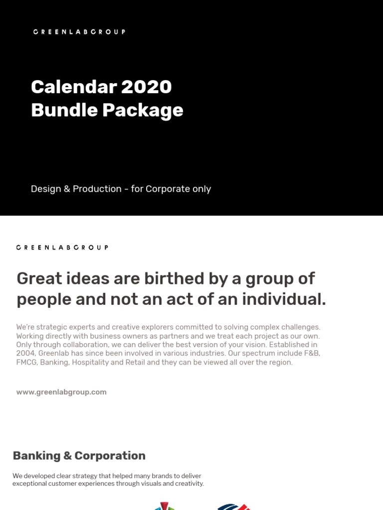 GL Calendar 2020 Bundle Package PDF Customer Experience Brand