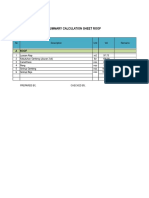 Summary Calculation Sheet Roof