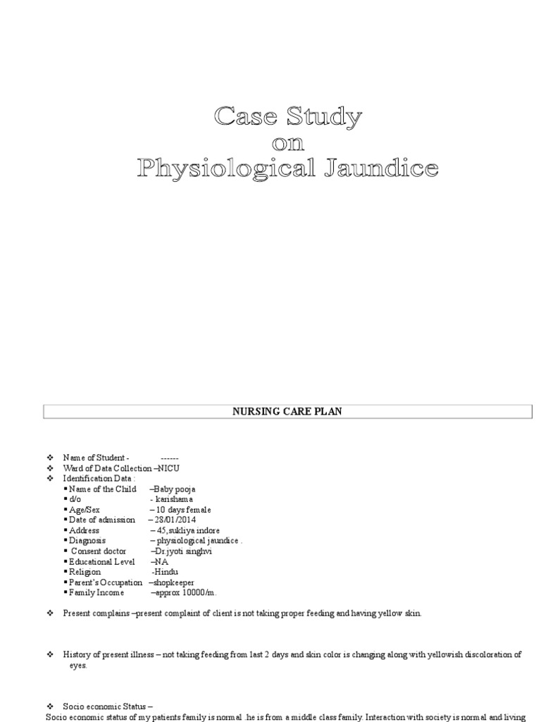 Case Study On Physiological Jaundice PDF Breastfeeding Health