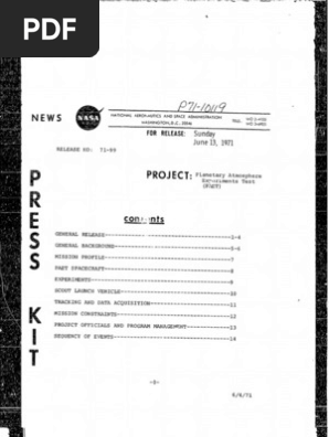 Planetary Atmosphere Experiments Test Press Kit