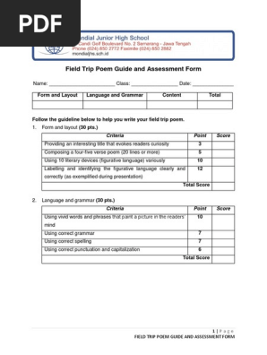 Poem Guide and Assessment Form