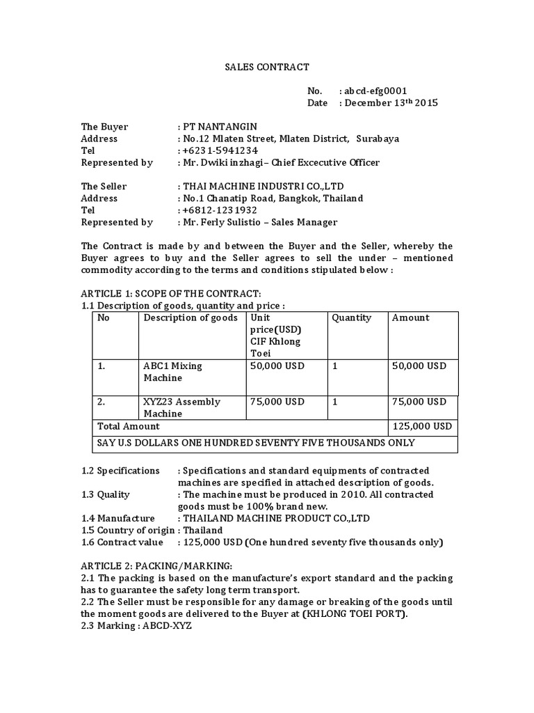 Contoh sales contract pdf sales cargo