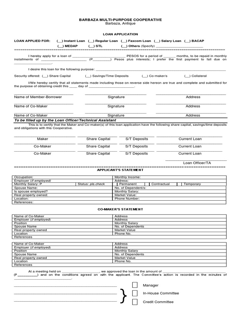 Loan Application Form PDF | PDF | Loans | Credit