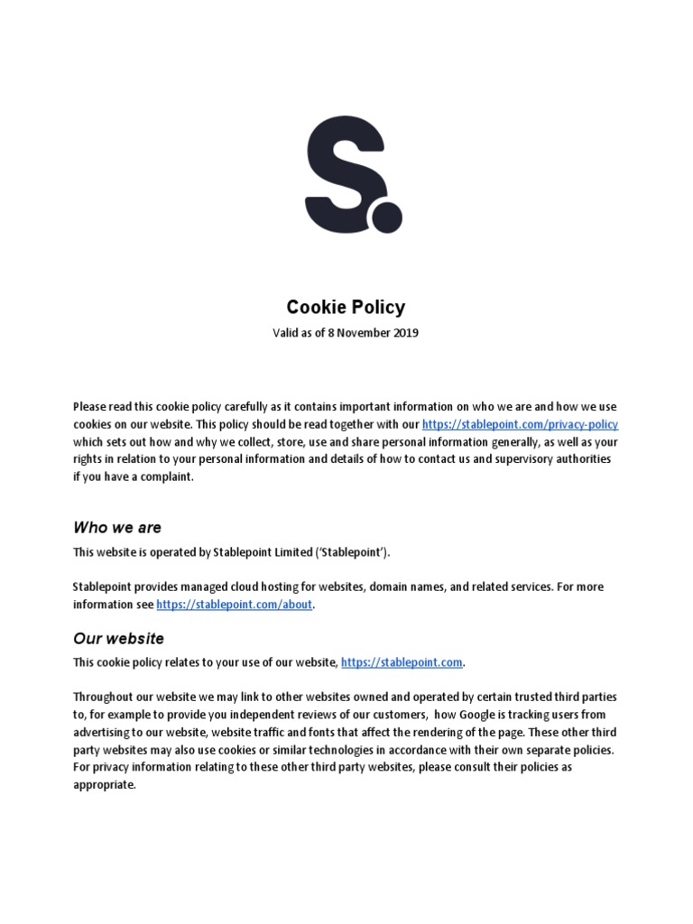 Stablepoint Cookie Policy Overview | PDF | Http Cookie | Websites