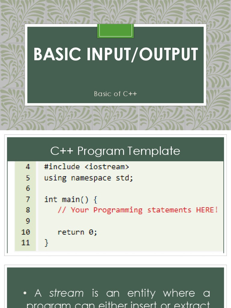 An Introduction to Basic Input and Output Streams in C++ | PDF | C++ ...