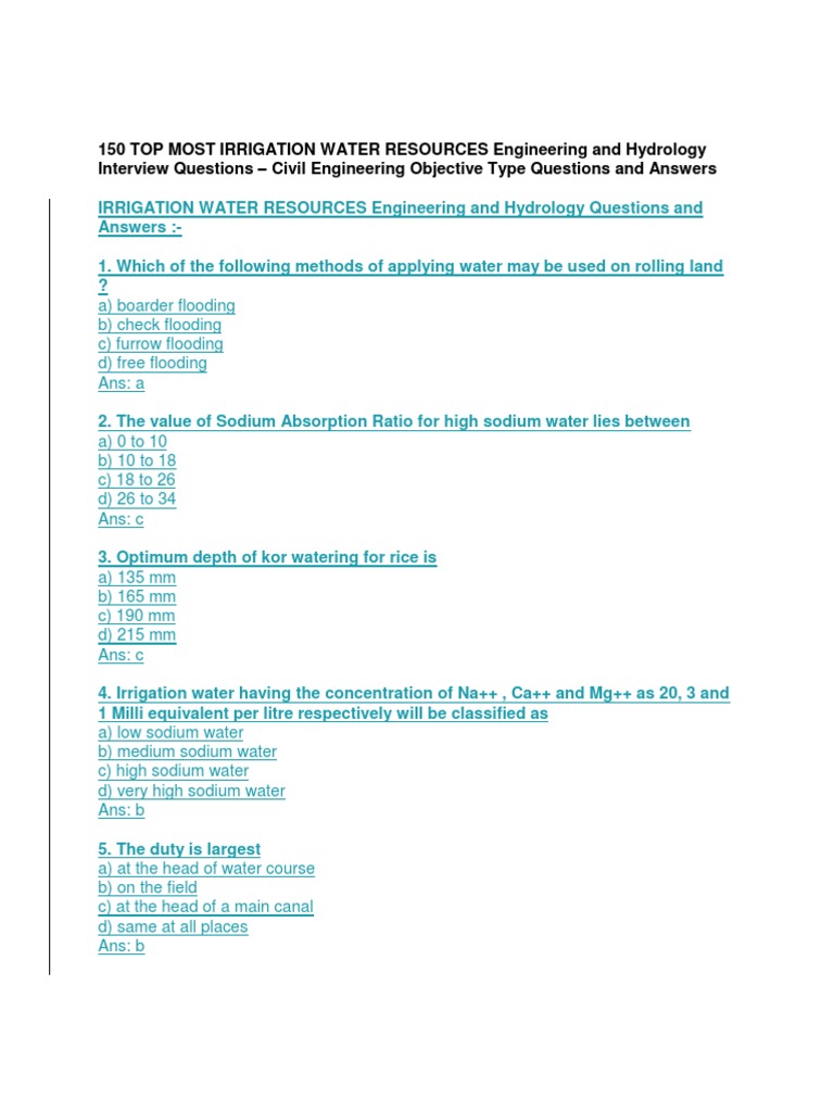 150 TOP MOST IRRIGATION WATER RESOURCES Engineering and Hydrology ...