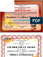 Academic Excellence Award: This Certifies That