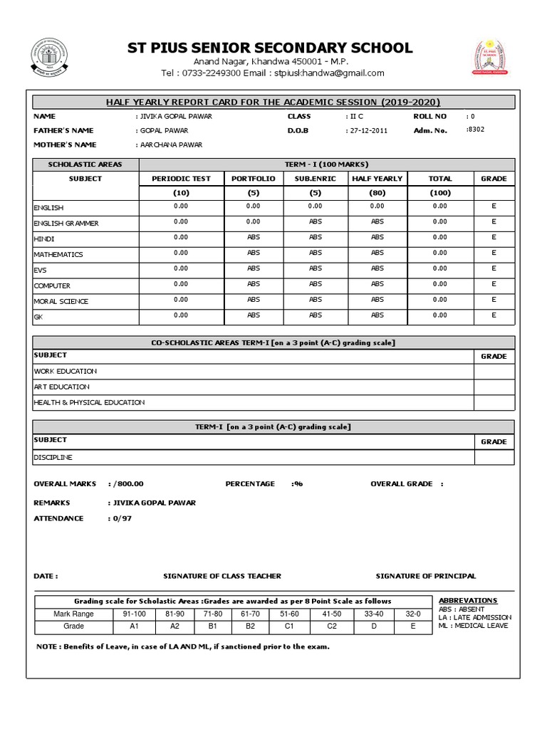 Student Exam Report PDF Physical Education Statistics Of Education