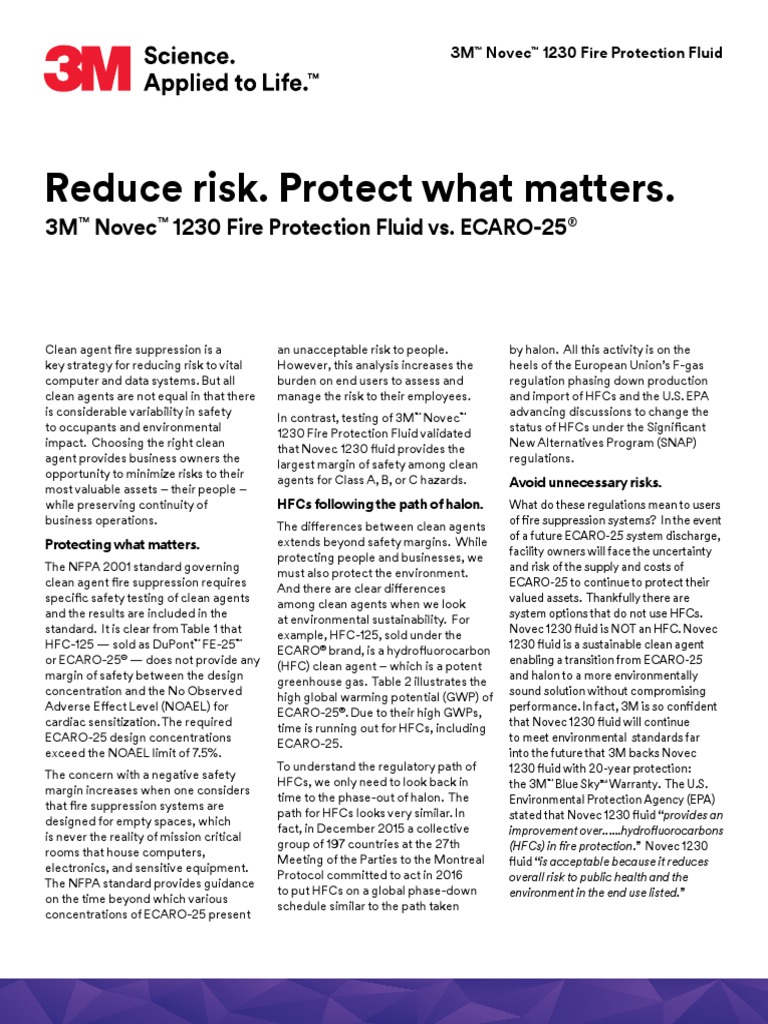 Fact Sheet Novec 1230 Vs ECARO-25 | PDF | Risk | Implied Warranty