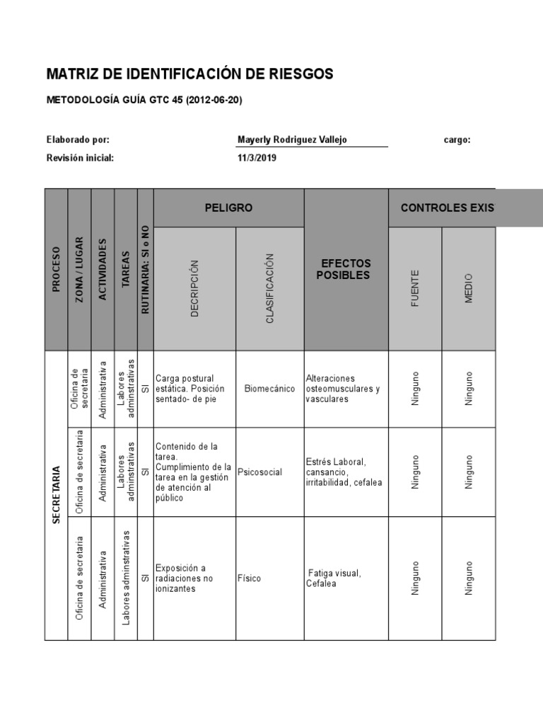 Matriz de Riesgos y Controles SST | PDF | Estrés (biología) | Sicología