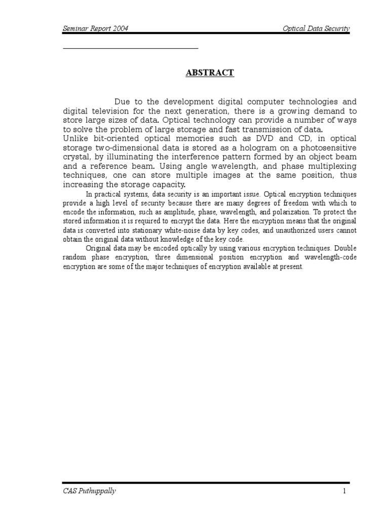 Optical Data Security Techniques | PDF | Holography | Diffraction