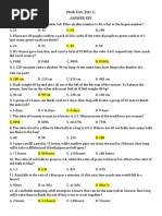 Math Test (Part 1) Answer Key