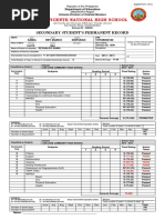 Secondary Student'S Permanent Record: San Vicente National High School