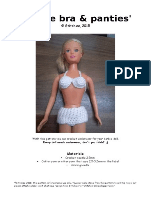 Barbie's Bra and Panties, PDF, Crochet