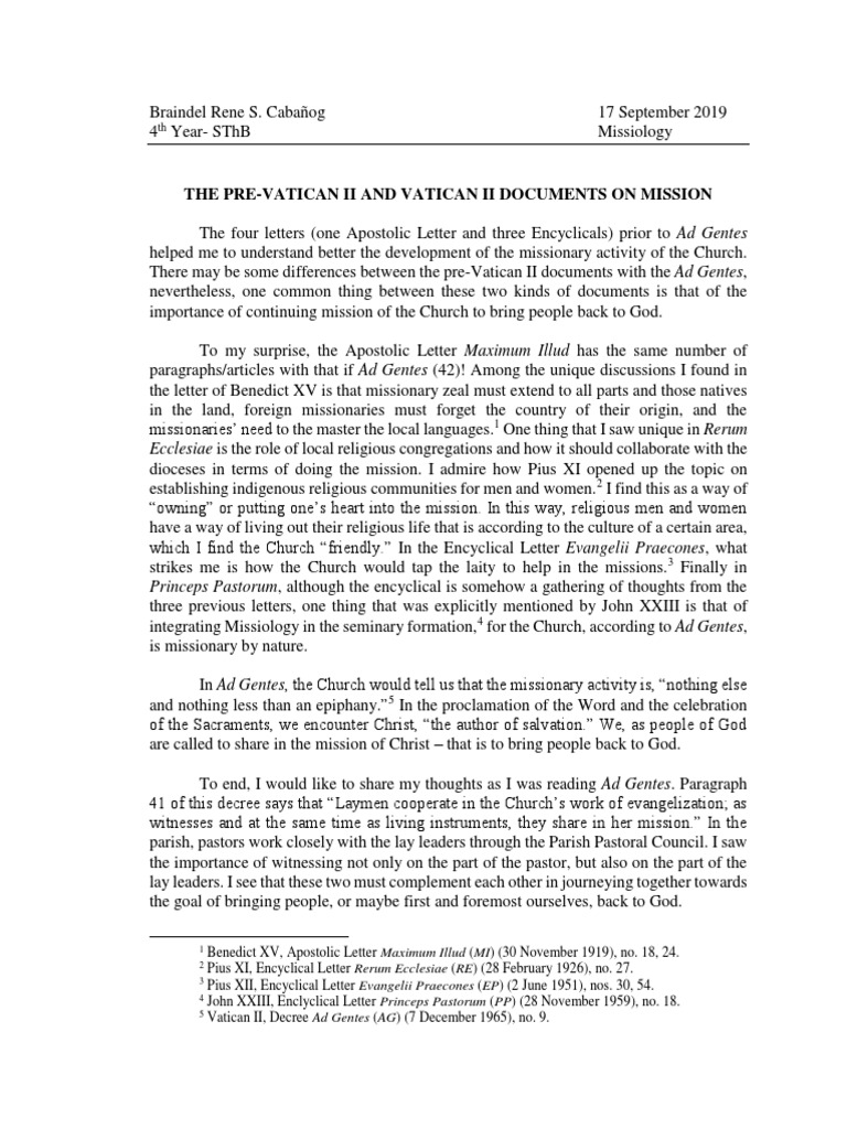 Missionary Insights from Vatican II Documents | PDF | Catholic Theology ...