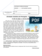 Teste de Portugues 4ª Unidade 3º Ano 2019