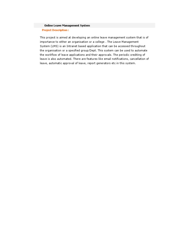 Online Leave Management System Overview | PDF