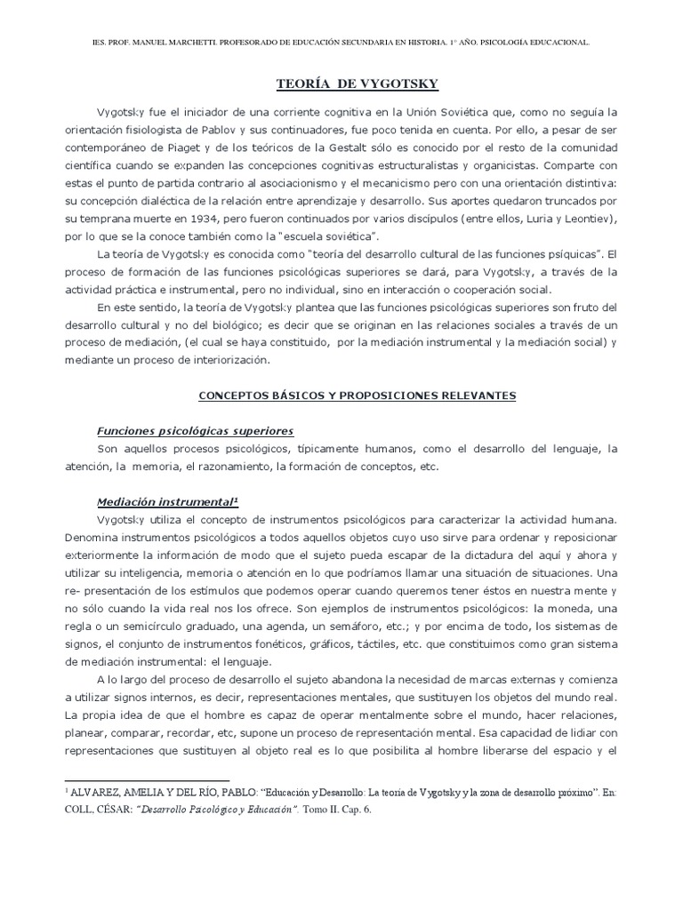 Teoría de Vygotsky en Psicología Educacional | PDF | Sicología ...