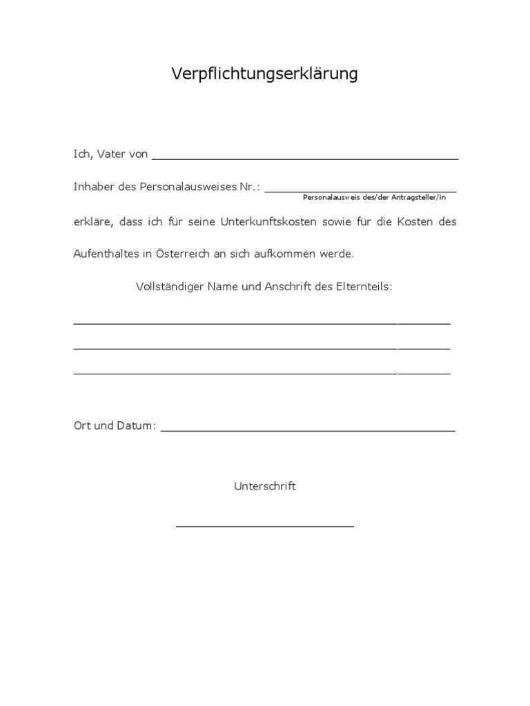 Verpflichtungserklärung PDF