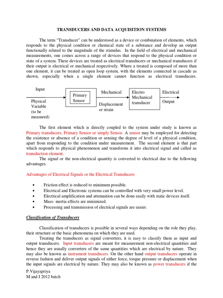 Transducer and Their Classification PDF Sensor Digital Signal