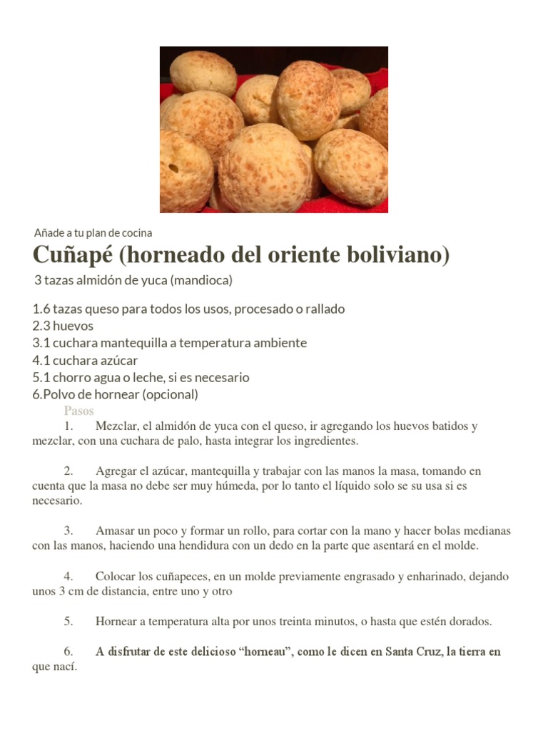 Cuñape Receta | PDF