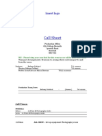 Call Sheet Images