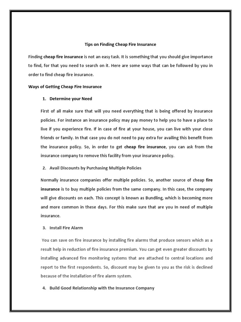 Tips On Finding Cheap Fire Insurance PDF Property Insurance
